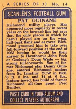 1964 Scanlens VFL #14 Pat Guinane Back